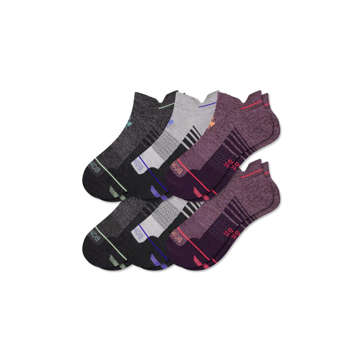 Men's Merino Wool Blend Run Quarter Sock 6-Pack